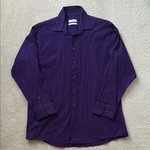 Calvin Klein Men's Purple Regular Fit Dress Shirt